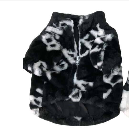 HKM-5015101 Thickened Rabbit Fur Pet Coat for Dogs in White and Black, Multiple Sizes Available