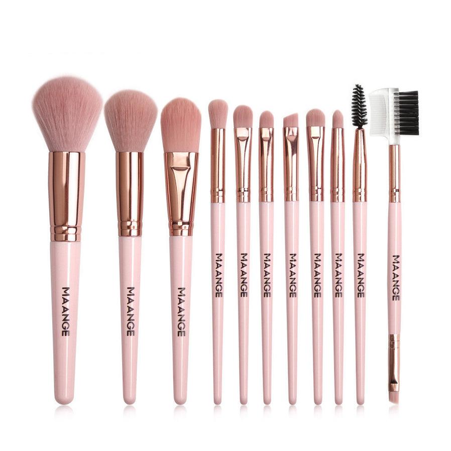 HKM-501587 18-Piece Pink Makeup Brush Set for Powder and Eyeshadow Application