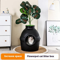 HKM-5017789 Enclosed Folding Cat House Litter Box - Splash-Proof Design in Black & White