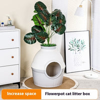 HKM-5017789 Enclosed Folding Cat House Litter Box - Splash-Proof Design in Black & White