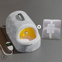 HKM-5018557 Cozy All-Season Plush Cat & Dog House with Heated Blanket and Scratch Ball