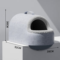 HKM-5018557 Cozy All-Season Plush Cat & Dog House with Heated Blanket and Scratch Ball