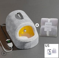 HKM-5018557 Cozy All-Season Plush Cat & Dog House with Heated Blanket and Scratch Ball