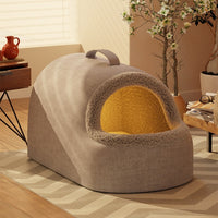 HKM-5018557 Cozy All-Season Plush Cat & Dog House with Heated Blanket and Scratch Ball