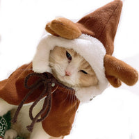 HKM-5019069 Christmas-Themed Shawl Cloak for Small Dogs and Cats - Available in Red, Green, and Elk Print