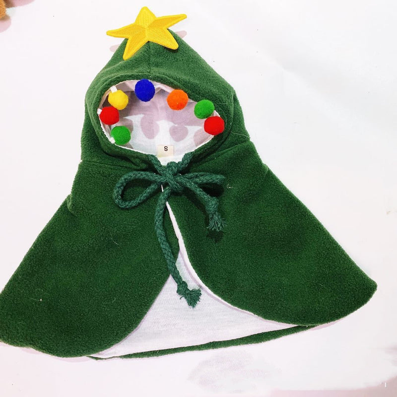 HKM-5019069 Christmas-Themed Shawl Cloak for Small Dogs and Cats - Available in Red, Green, and Elk Print