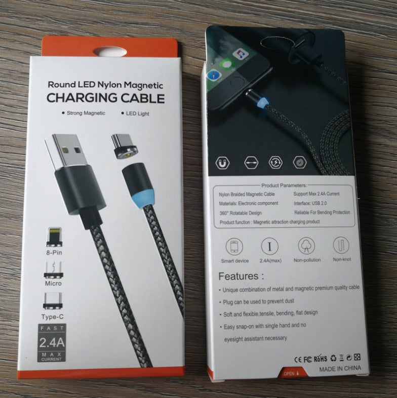 HKM-501907 3-in-1 Magnetic Charging Cable with LED Indicator for Easy One-Handed Use