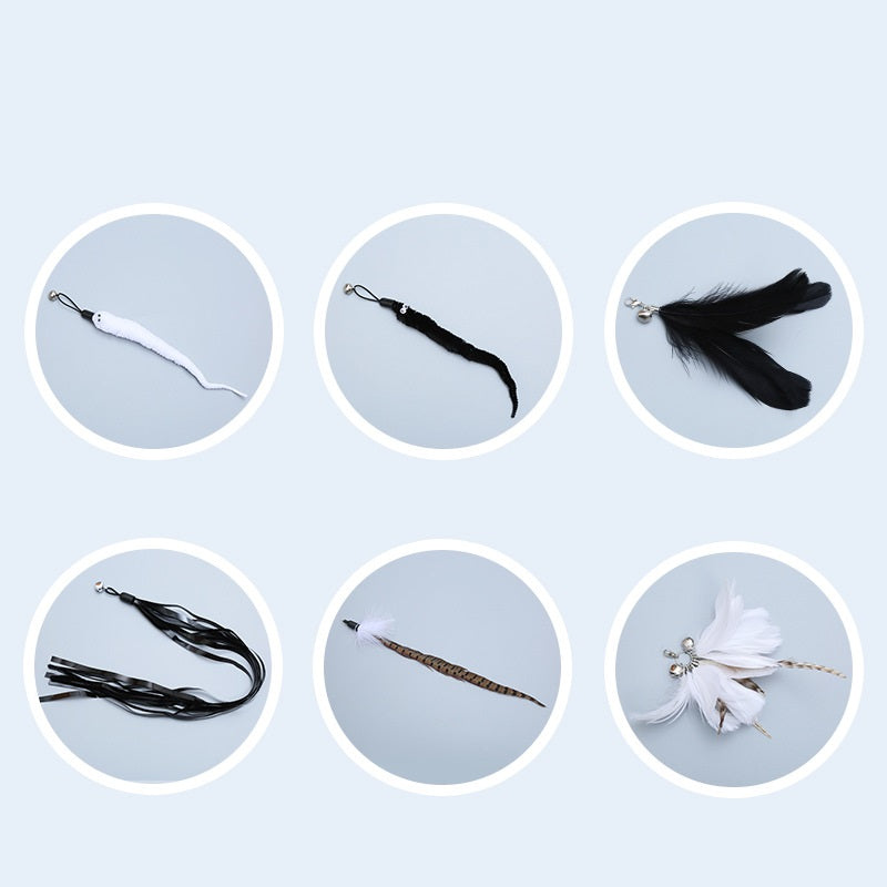 HKM-5019325 Telescopic Cat Toy Set with Replacement Feather Heads and Fishing Line