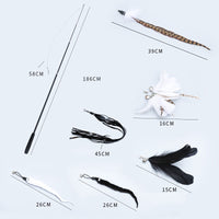 HKM-5019325 Telescopic Cat Toy Set with Replacement Feather Heads and Fishing Line