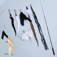 HKM-5019325 Telescopic Cat Toy Set with Replacement Feather Heads and Fishing Line