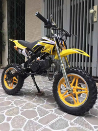 HKM-502099 49CC Mini Off-Road Dirt Bike - 30KM/H Speed, 2-Stroke Engine, Disc Brakes, 8-10 Inch Wheels