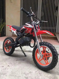 HKM-502099 49CC Mini Off-Road Dirt Bike - 30KM/H Speed, 2-Stroke Engine, Disc Brakes, 8-10 Inch Wheels