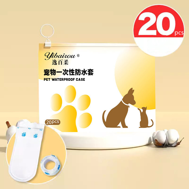 HKM-5021117 Waterproof Disposable Pet Shoe Covers – Non-Slip, Warm, and Wear-Resistant, 20pcs in White