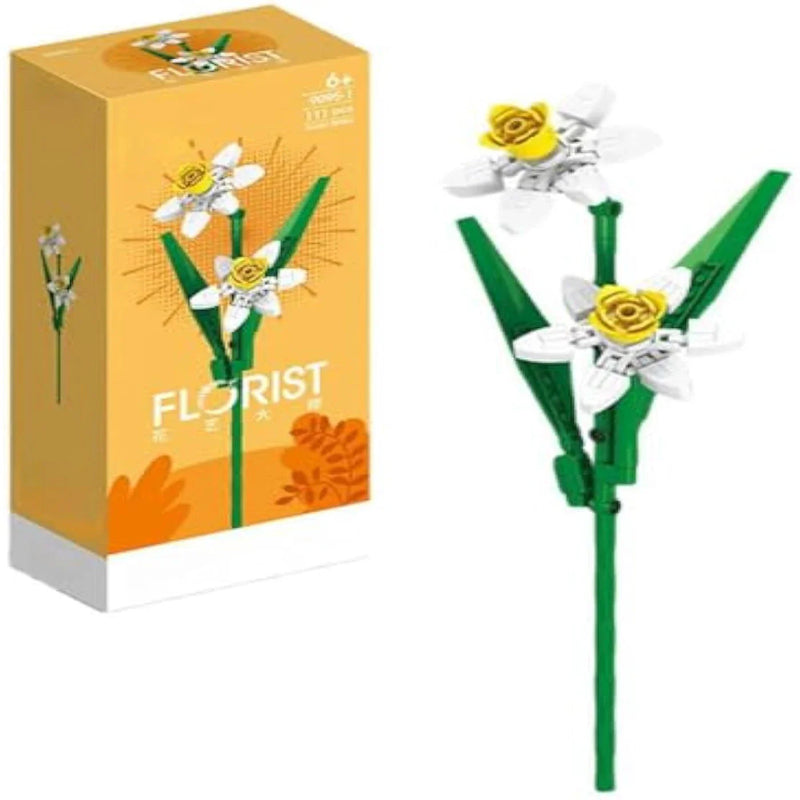HKM-502163 Mini Bricks Artificial Flower Daffodil Building Blocks Set for Ages 5-7