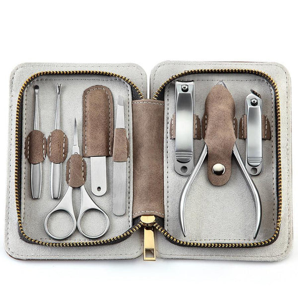 HKM-502163 Stainless Steel Anti-Splash Nail Clipper Set - 8 Pieces for Precision Grooming