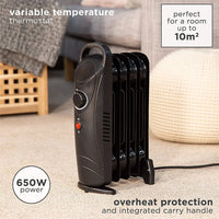 HKM-502291 Electric Oil-Filled Radiator Heater - 2000W Portable Freestanding with Adjustable Thermostat and Safety Features