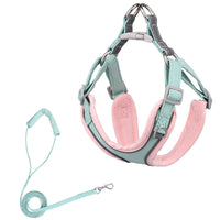 HKM-5023549 Adjustable Suede Dog Harness with Comfortable Matching Leash - Multiple Color Options Available