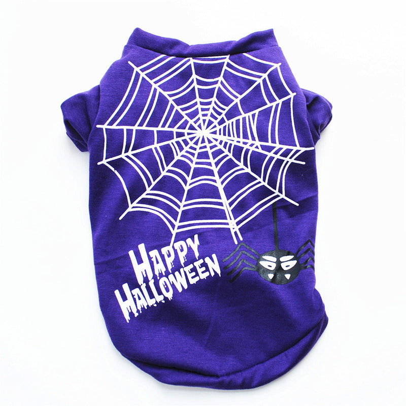 HKM-502547 Cotton Halloween Pumpkin Vest for Dogs - Casual Black and Purple Styles in Multiple Sizes
