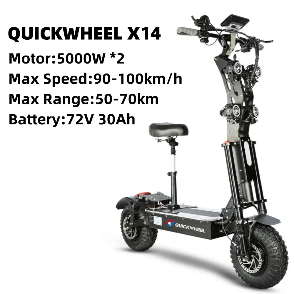 HKM-502547 X14 Electric Scooter, 72V 10000W, Long Range Up to 110km, Foldable, Max Speed 100km/h, 30Ah/40Ah/45Ah Battery