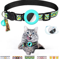 HKM-5026237 Geometric Pattern Cat Collar with Bell - Luminous Blue Options Available
