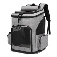 HKM-5026493 Large Capacity Portable Pet Backpack - Foldable Dog and Cat Travel Bag in Gray or Black