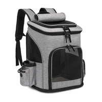 HKM-5026493 Large Capacity Portable Pet Backpack - Foldable Dog and Cat Travel Bag in Gray or Black