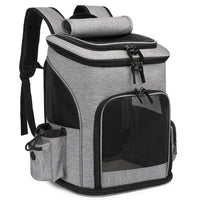 HKM-5026493 Large Capacity Portable Pet Backpack - Foldable Dog and Cat Travel Bag in Gray or Black