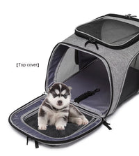 HKM-5026493 Large Capacity Portable Pet Backpack - Foldable Dog and Cat Travel Bag in Gray or Black