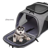 HKM-5026493 Large Capacity Portable Pet Backpack - Foldable Dog and Cat Travel Bag in Gray or Black