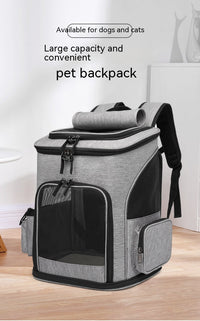HKM-5026493 Large Capacity Portable Pet Backpack - Foldable Dog and Cat Travel Bag in Gray or Black