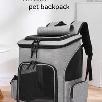 HKM-5026493 Large Capacity Portable Pet Backpack - Foldable Dog and Cat Travel Bag in Gray or Black