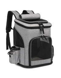 HKM-5026493 Large Capacity Portable Pet Backpack - Foldable Dog and Cat Travel Bag in Gray or Black