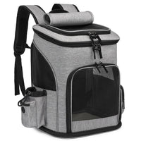HKM-5026493 Large Capacity Portable Pet Backpack - Foldable Dog and Cat Travel Bag in Gray or Black