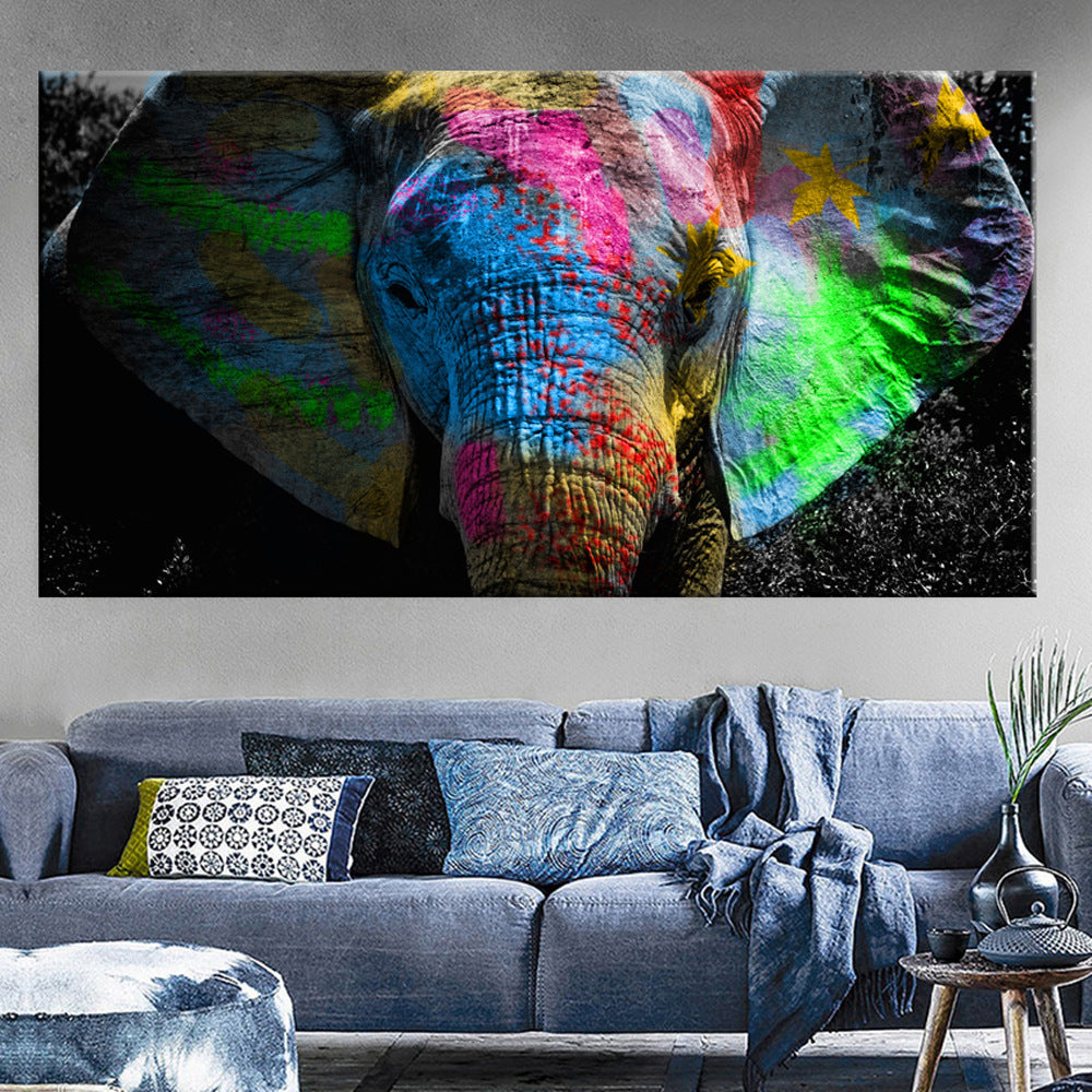 HKM-502675 Spray Painting of Flower Design on Canvas - Eco-Friendly Material, Unframed, Rectangular Shape for Living Room Decor
