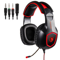 HKM-502739 Gaming Headphones with Microphone - Wired, 3.5mm Plug, Red/Green/Blue, 20Hz-20kHz Frequency Response, Ideal for Computer and Mobile Use