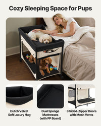 HKM-5028669 Foldable Dual-Level Dog Bed with Wheels, Side Bags, and Heavy-Duty Support