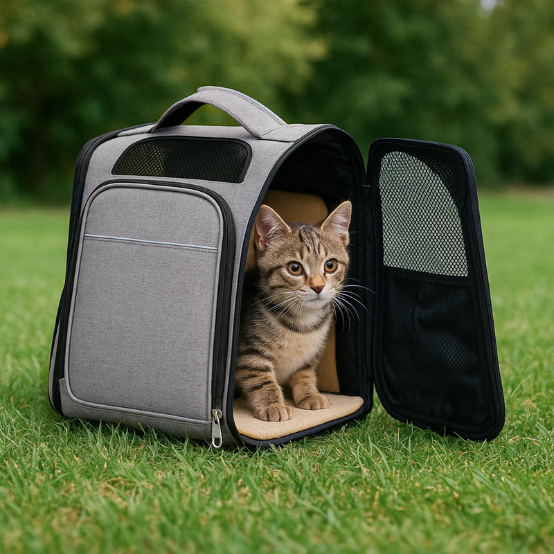 HKM-502867 Expandable Pet Carrier Backpack – Breathable Mesh Travel Bag for Small Dogs and Cats Up to 26 lbs, Lightweight and Durable