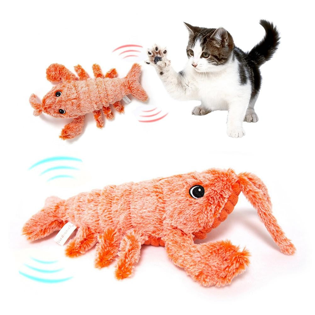 HKM-5029693 Electric Jumping Lobster Plush Toy with USB Rechargeable Battery and Three Swing Modes for Cats and Kids