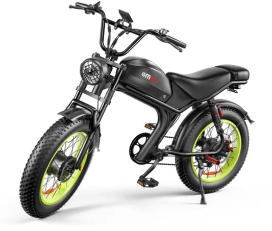 HKM-502995 1000W Dual Motor Fat Tire Electric Bike with Integrated Battery, 7-Speed Gear System, and Disc Brakes