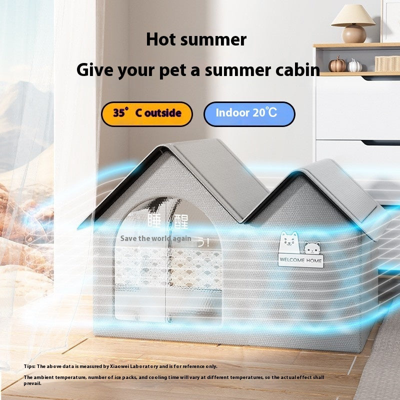 HKM-5030077 Cooling Cat House with Ice Mat for Summer Comfort - Medium & Large Size Available