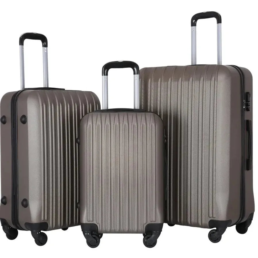 HKM-503059 Spacious 3-Piece ABS Trolley Luggage Set with Smooth-Gliding Wheels