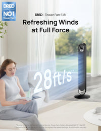 HKM-5033299 42-Inch Tower Fan with 9 Speeds, 4 Modes, 12-Hour Timer, Oscillation, and Quiet Operation