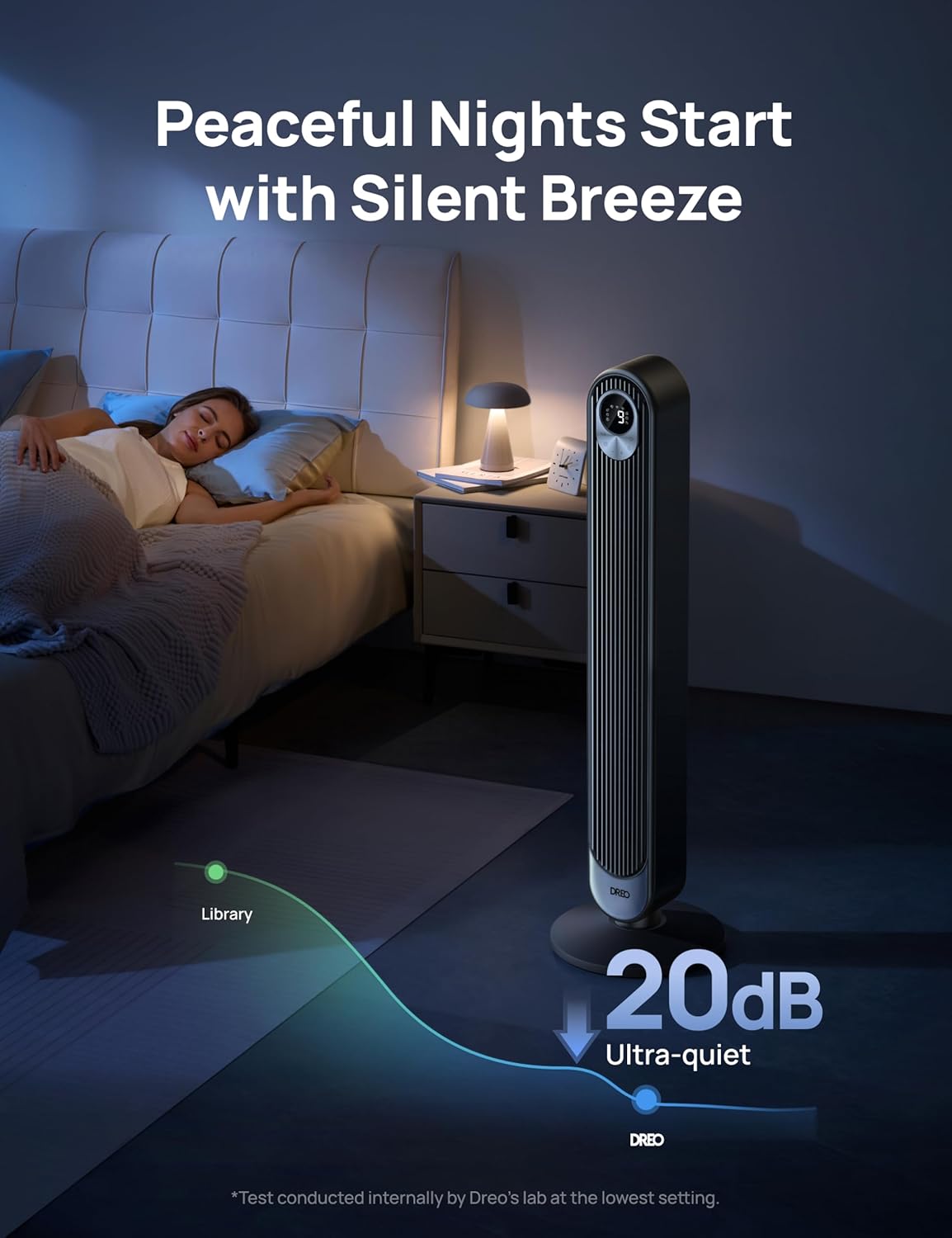 HKM-5033299 42-Inch Tower Fan with 9 Speeds, 4 Modes, 12-Hour Timer, Oscillation, and Quiet Operation