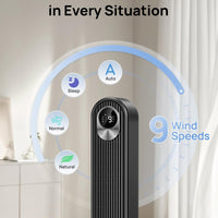 HKM-5033299 42-Inch Tower Fan with 9 Speeds, 4 Modes, 12-Hour Timer, Oscillation, and Quiet Operation