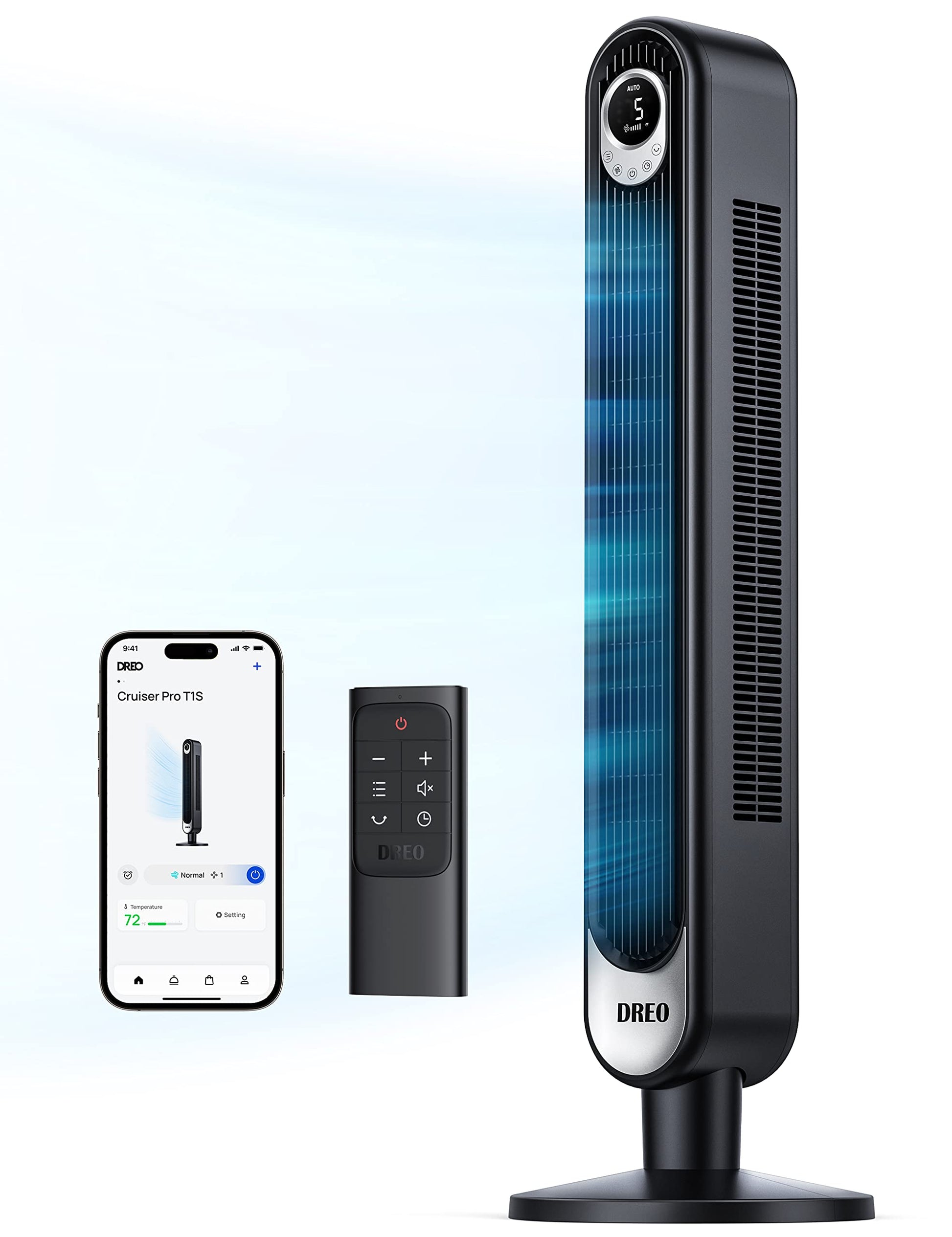 HKM-5033299 42-Inch Tower Fan with 9 Speeds, 4 Modes, 12-Hour Timer, Oscillation, and Quiet Operation