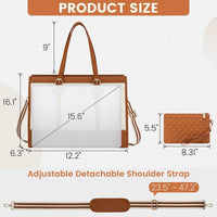 HKM-503379 15.6 Inch Laptop Tote Bag with Clutch Purse for Women - Large Capacity Office Handbag and Business Briefcase