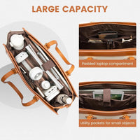 HKM-503379 15.6 Inch Laptop Tote Bag with Clutch Purse for Women - Large Capacity Office Handbag and Business Briefcase