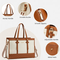 HKM-503379 15.6 Inch Laptop Tote Bag with Clutch Purse for Women - Large Capacity Office Handbag and Business Briefcase