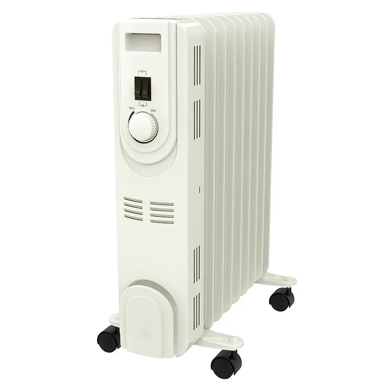 HKM-503443 Electric Oil-Filled Radiator Heater 1500W with Adjustable Thermostat and Safety Features for Home Use