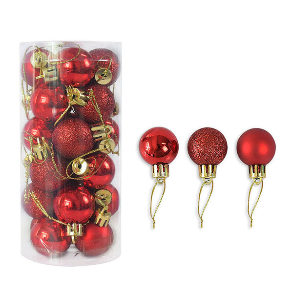 HKM-503443 Shiny Matte Christmas Balls in Assorted Colors - 3cm Decorative Ornaments